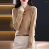 Women's Sweaters Chinese Pure Wool Autumn And Winter Half-Turtleneck Retro Buckle Pullover Long Sleeve Loose Knit Sweater