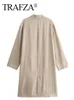 Mélanges de laine pour femmes TRAFZA mode Vintage solide manteau de laine simple boutonnage manches longues Blazer col veste bureau dame vêtements d'extérieur 231021
