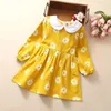 Flickans klänningar Girls Dress Cotton Spring Autumn Long Sleeve Casual Printed Flower Dresses For Girls Princess Kids Costumes 3 5 6 7 8 8 Year 231021