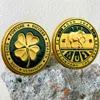 Luck Lab Two Sided Lucky Coin Featuring One Side with a Four Leaf Clover and One Side with Elephant and Lucky Symbols Challenge Coin