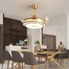 Lustres LED maison ventilateur intelligent avec lustre lumières salle à manger nordique lampe invisible vie moderne lampes suspendues créatives