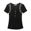 Women's T Shirts 2023 Mesh Short Sleeve Drilled Western Style Top Slim Fit And Temperament Small Shirt Unique T-shirt For Women Tops