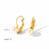 Hoop Earrings Small Pearl Studs Women Dainty 18k Gold Plated Zircon Tiny Stainless Steel Perfect Gift For Her