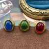 Halsbandörhängen Set Medieval Vintage Retro Contracted Colored Glaze Gold Plated Copper Ring kan justeras färgglas