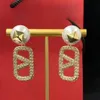 2023hoop Earings for women 남자 디자이너 이어링 편지 스터드 패션 보석류 럭셔리 Dimond F Earring 925 Silver Boucles Necklaces Box New861
