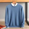 Suéter masculino clássico o-pescoço grosso 100% cashmere suéter de malha homens outono inverno macio leve pullovers quentes pull homme jumper 231021