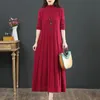 Urban Sexy Dresses Oversize Women Long Dress for Autumn Winter Vertical Grain Wave Half High Collar Pullover Slim Bottom Botte Sweater Lady Dresses 231021