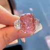 Vrouwen zoete trouwring roze kristal zirkoon diamant witgoud ring vriendin feest verjaardagscadeau verstelbaar