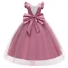 Flickans klänningar Teen Big Bow Girls Princess Dresses For Bridesmaids Kids Party Dress for Girl Beading Wedding Prom Pageant Dress Gown 5-14 Years 231021