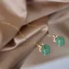 Boucles d'oreilles pendantes en Jade naturel, anneau en perles de riz, fil d'oreille pour femmes, fête des mères, beau bricolage, Thanksgiving Halloween