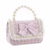 Handväskor Korean Style Kids Linen Purses and Handbags Mini Bowknot Crossbody Bags For Girls Coin Pouch Wallet Kid Clutch Bag Gift 231021