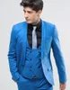 Men's Suits Brand Groomsmen Shawl Lapel Groom Tuxedos Blue Men Center Vent Wedding Man Blazer (Jacket Pants Vest) C62