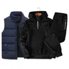 Mens Tracksuits Tracksuit Suits Half Zip Hooded Sweatshirtwater Proof Down Vestsweatpants 3 Piece Set Winter Warm Casual Clothers 231021