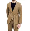 Men's Suits Summer Suit Two-Piece Set Travel Home Fashion Casual Blazer High Quality Belt Trim Solid Color (Blazer Pants)