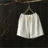 Shorts femininos femininos - 2023 verão algodão e linho casual solto confortável desenho sólido