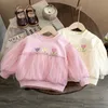 Hoodies Sweatshirts Girls Sweatshirt Lace Flower Sweater For Kids 2023 Spring Autumn Embroidery Baby Tops Children's Clothes Korean Style 231021