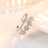 Cluster Rings Fashion Exquisite Silver Plated Jewelry Lady Ring Flowers Double Deck Zircon Open Finger For Women Wedding Promise