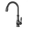 Kitchen Faucets Brass Bright Golden Faucet Pull Out Sink Water Tap Single Handle Mixer 360 Rotation Shower