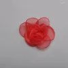Akcesoria do włosów 5 cm Burnt Edge Flower DIY Jewelry Koreańska wersja Camellia Suknia ślubna materiał żeńska ozdoba 5pcs/partia