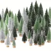 15st, julgranar Artificial Christmas Tree Decor, Bottle Brush Trees Christmas med 5 storlekar, Sisal snöträd med träbas, julfestbordshantverksdekor