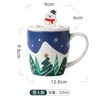 Tazze Tazza di Natale Coppia di cartoni animati Coppia di tazze Alce Pupazzo di neve in ceramica con coperchio Produttore di set d'acqua