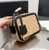 Wholesale Classic Filigree Vanity Case Totes Bag Caviar Calfskin Leather Luxury designer Quilted Plaid Gold Metal bags Chains Double Zipper Crossbody cosmetic