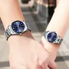 CHENXI 003A Marca Relojes de Moda para Pareja Reloj Casual de Acero Inoxidable Conjunto Relojes de Pulsera para Hombres y Mujeres Regalos