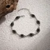 Anklets purui vintage svart ovala akrylpärlor kvinnor ankel metall länk kedja strand ankel armband trendy 2023 smycken flickor gåvor sommar