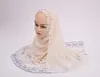 Ethnic Clothing Latest Fashion Luxury Party Shawls Muslim Women's Hijab Handmade Beaded Scarf Lace Headwraps Headband Malaysian Scarves