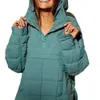 2023 outono/inverno jaquetas de cor sólida feminina puffer com capuz designer casaco de algodão dobrável enchimento pulôver bolso manga comprida moletom com capuz