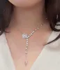 Collier pendentif à breloque de qualité de luxe 2023, avec diamant et forme de fleur, matériau en argent S925, avec boîte à tampons PS4735A