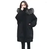 Women's Down Winter Warm Long Loose Hooded Cotton Parkas Overcoat Womens Elegant Padded Faux Fur Collar Coats Female Parka Jackets Outwear