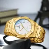 Top Marke Männer Goldene Uhren Royal 3ATM Wasserdicht Edelstahl Mode Business Stahl männer Quarz Armbanduhr Kalender Geschenk Uhr