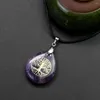 Pendentif Colliers Arbre de vie Goutte d'eau Naturel Obsidienne Améthyste Pierre précieuse Cristal Chakras Collier de guérison Femmes Hommes Bijoux