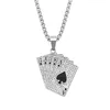 Pendentif Colliers Hiphop Style Casino pour hommes Lucky Poker Collier de chasse droit Chaîne Bijoux