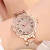 Mode blinkande Sier Crystal All Steel Casual Quartz Women's Clock Diamond Watch