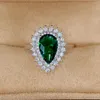 Bagues de bande CAOSHI Doigt de luxe pour femmes pour la fête Vert vif en forme de poire Cristal Lady Style Vintage Accessoires Magnifique Cadeau 231021