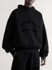 EssentialClothing Designer Hoodie Quality Style Double Thread Loose Hooded Sweatshirt Cool Black Autumn/Winter Adhesive Flocking Hoodie