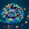 Strängar 10m 500 LED Outdoor Solar Globe String Light Christmas Cluster Garland Waterproof Starry Ball Fairy For Garden Decor