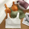 Yoga outfit esportes mulheres colheita topo beleza volta tanque acolchoado sutiã casual streetwear feminino sem costura roupa interior camisola almofadas removíveis