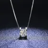 Chokers quke Real Square Pendant Necklace D Color VVS1 Lab Diamonds 925 Sterling Silver For Women Wedding Fine Jewelry PE032 231021