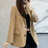 Ternos femininos moda solta botão bolsos coreano blazer roupas femininas 2023 outono casual topos all-match senhora do escritório blazers