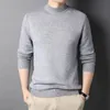 Herrtröjor Brand Cashmere Sweater Half Turtleneck Men Knit tröjor för manlig ungdom Slim Knitwear Man 231021