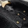 Womens Wool Blends Black little fragrance coat short spring and autumn thin tweed long sleeve top jackets for women 231021