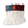 Sublimacja Buffalo Plaid Christmas Stink Stink Blank Candy Socks Torba prezentowa Santa Pończochy Drzewo Świąteczne Dekoracje Szybka wysyłka