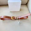 Luxury Genuine Leather Belt Gold Buckle Brown Waistband Belt Women Fashion Waist Leather Belts