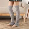 Femmes chaussettes tricot bas couleur unie doux chaud cravate élastique cuisse haute jambière tricot laine bas hiver