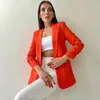 Costumes pour femmes 2023 Mode Printemps Automne Blazers Femmes Slim Petit Costume Veste Casual Tops Femme Manteau Jaune Violet Rose Rouge Bureau