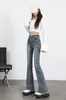 Kadın kot pantolon, stokta yüksek belli mikro hoparlör satan sonbahar baharatlı kız ince fit ve zayıf pantolonlar uzun pantselo