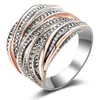 Mytys 2 Tone Verweven Crossover Statement Ring Mode Dikke Bandringen voor Dames Zwart Goud Zilver Rose Verguld Brede Wijsvingerringen Kostuum Sieraden